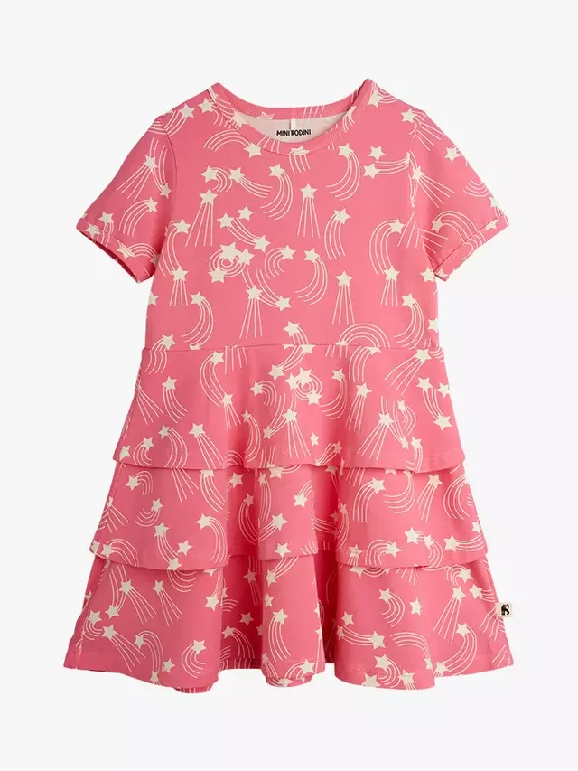 Детское платье Звездный дождь, розовое Mini Rodini