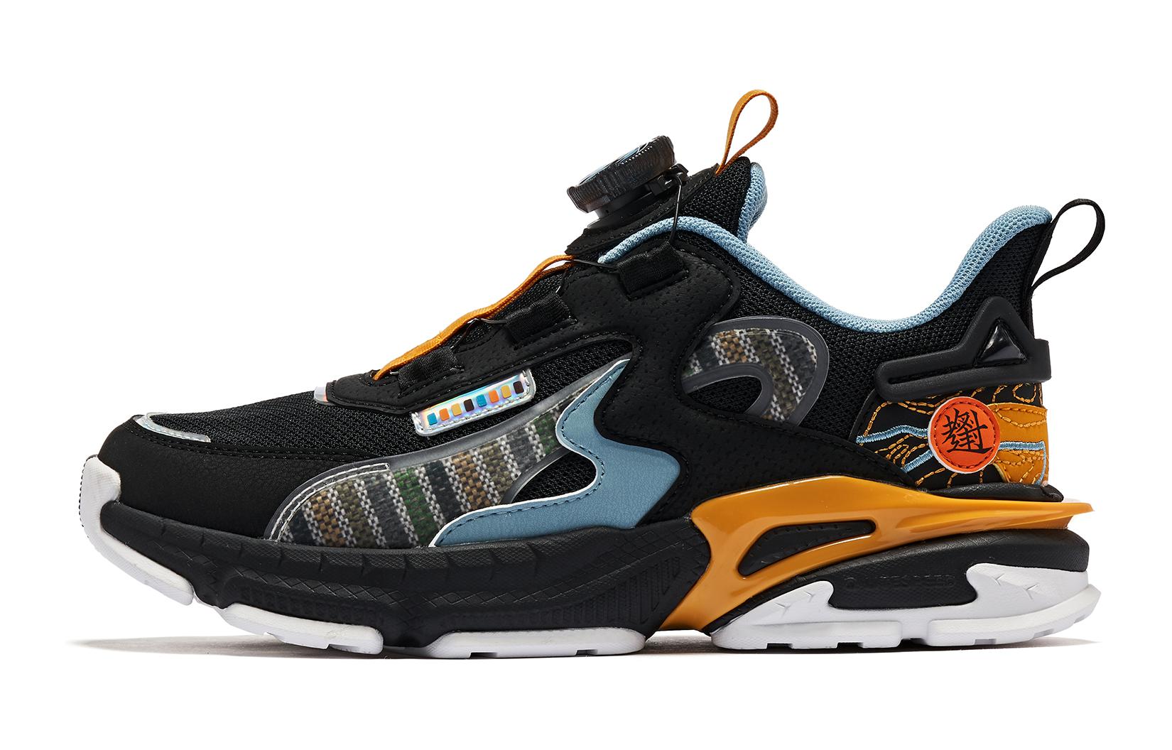 

QIAODAN Легкие, износостойкие и нескользящие спортивные повседневные туфли Black Blue Orange для подростков