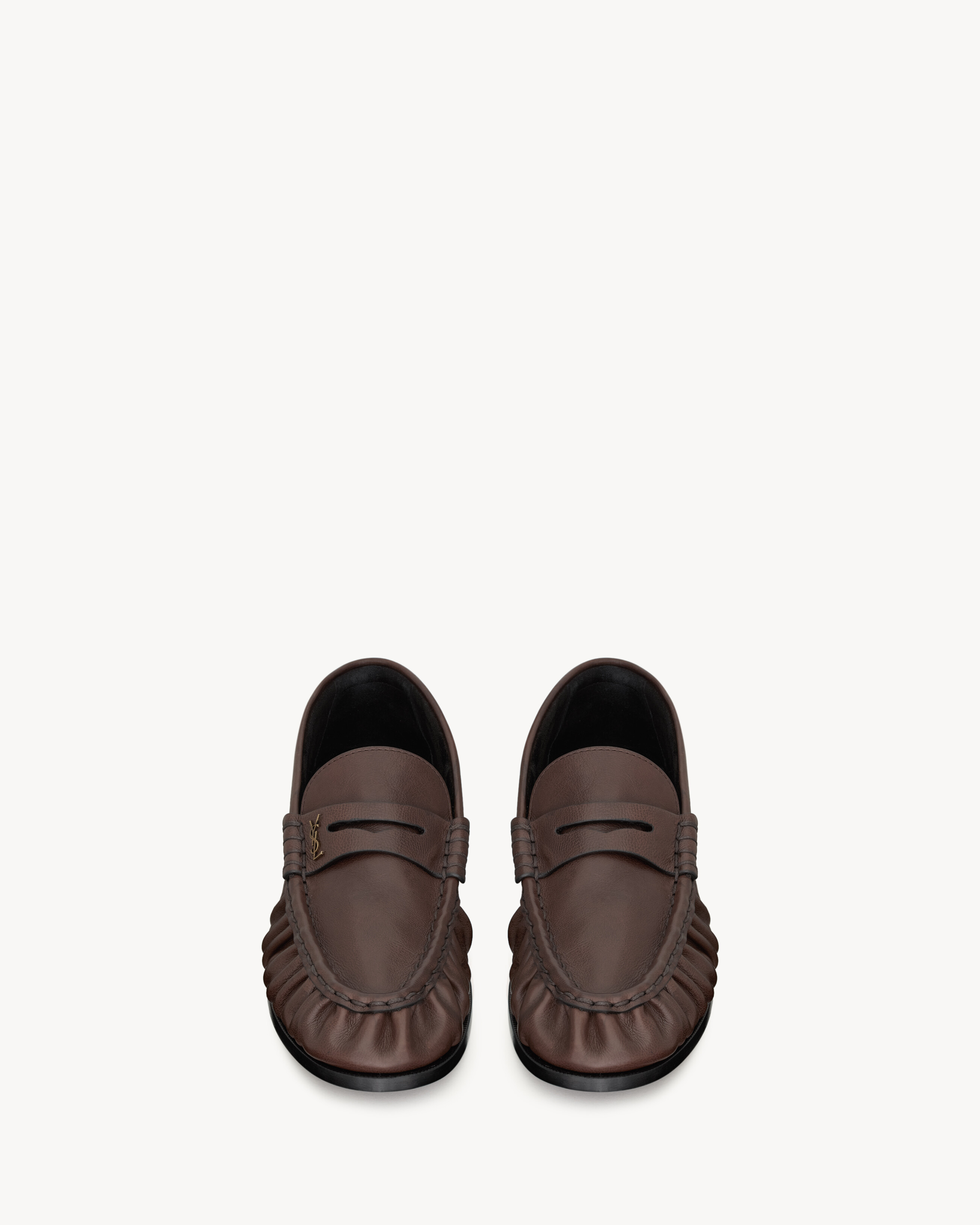 Лоферы из мягкой матовой кожи Saint Laurent, коричневый