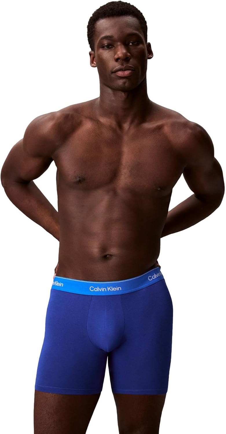 Комплект из 5 мужских трусов-боксеров Calvin Klein Icon из хлопка и эластичного хлопка, 2 Black, 1 Royalty, 1 Casual Blue, 1 Turbulence — фото 2