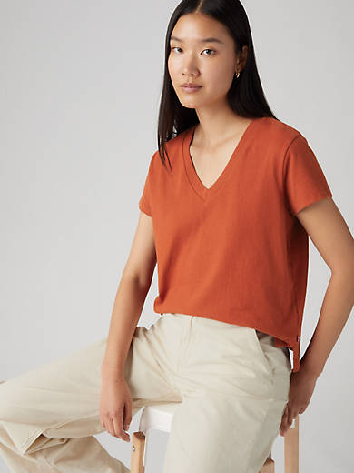 

Футболка свободного кроя с V-образным вырезом Levi's, цвет Picante - Red