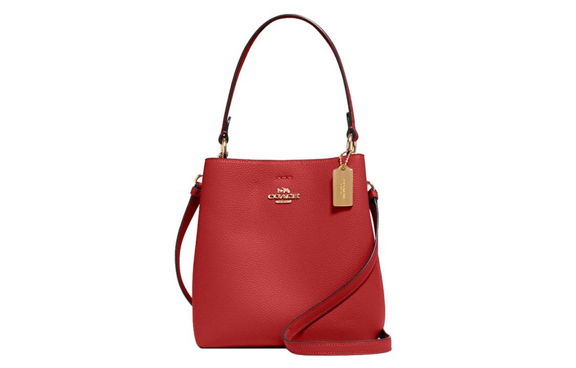 

COACH Городская сумка-ведро из галечной кожи, портативная сумка через плечо, женская наплечная сумка red