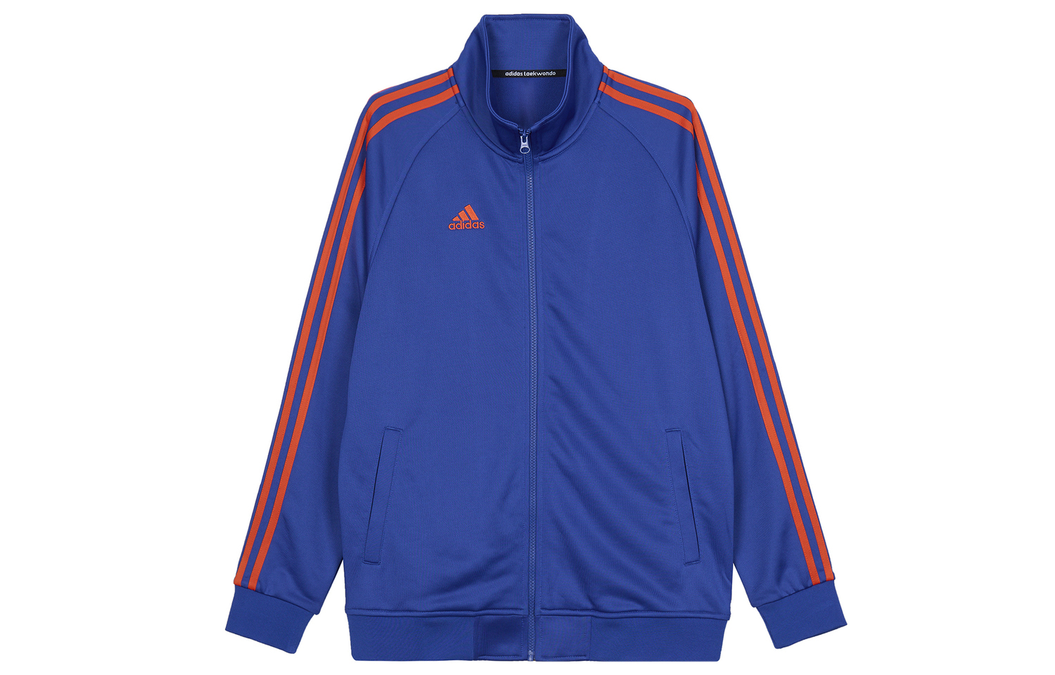 Курка Unisex Adidas с 3 полосками, синяя основа, оранжевые полосы — фото 2