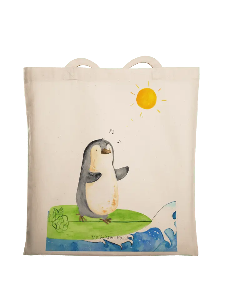 

Сумка для переноски Mr & Mrs Panda Pinguin Surfer ohne Spruch, кремовый