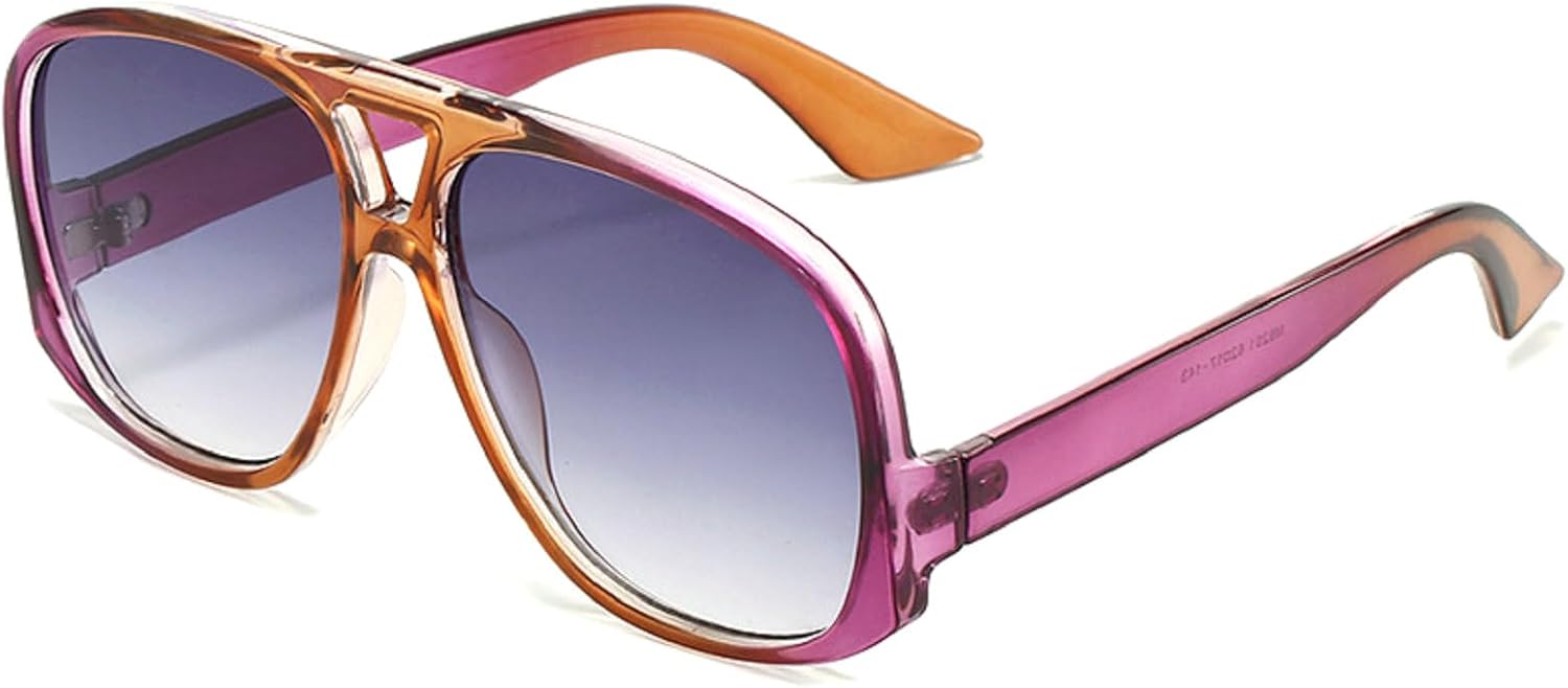 

Женские солнцезащитные очки-пилот с двойной перемычкой большого размера, модные градиентные очки с защитой от УФ-излучения UV400. Мужские солнцезащитные очки в трендовом зелено-розовом цвете Melrose, Purple