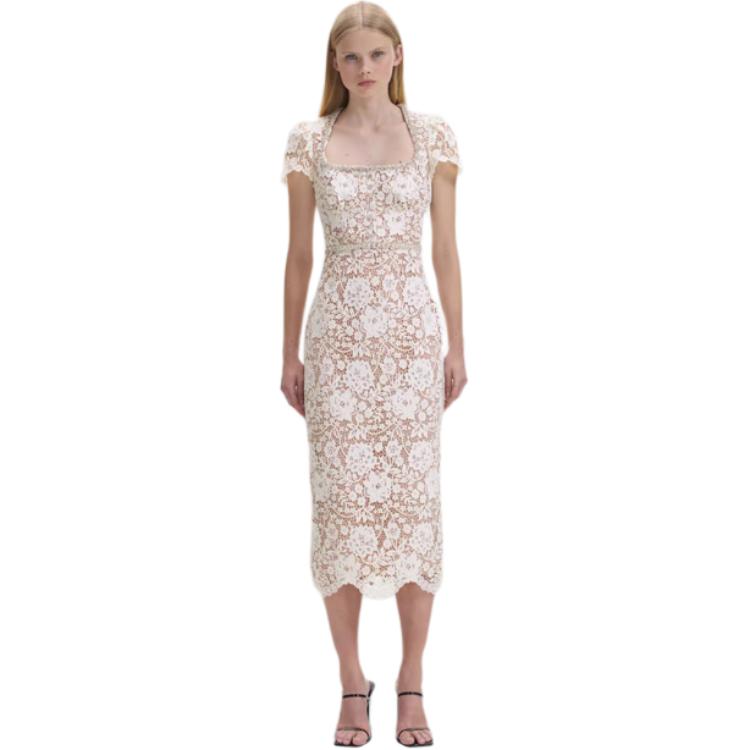 

Self-portrait Женское платье с коротким рукавом цвета слоновой кости Self portrait