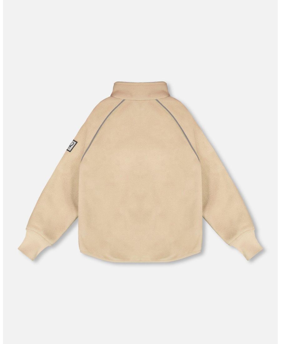 Детская куртка-пиджак унисекс средней высоты, бежевого цвета Deux par Deux, Beige — фото 3