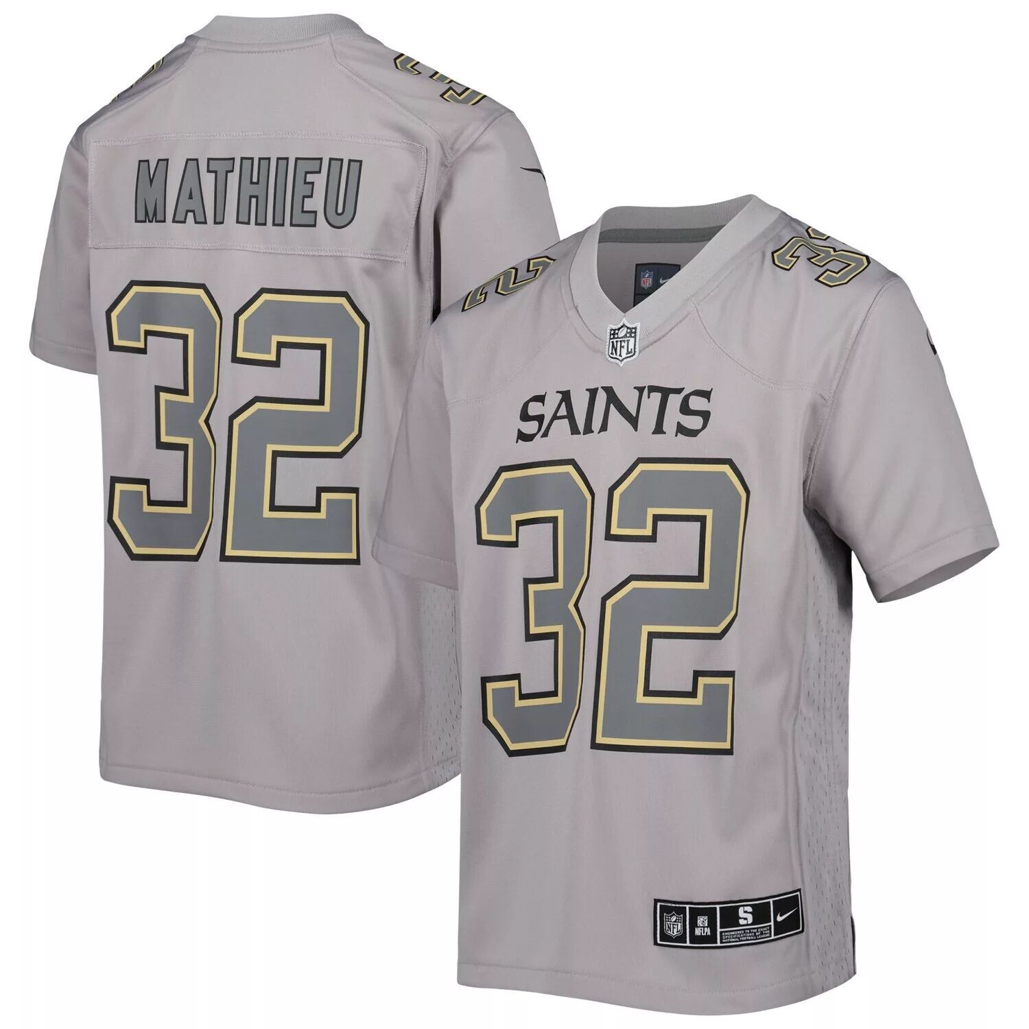 Молодежная футболка Nike Tyrann Mathieu Grey New Orleans Saints Atmosphere Game Джерси Nike — фото 4