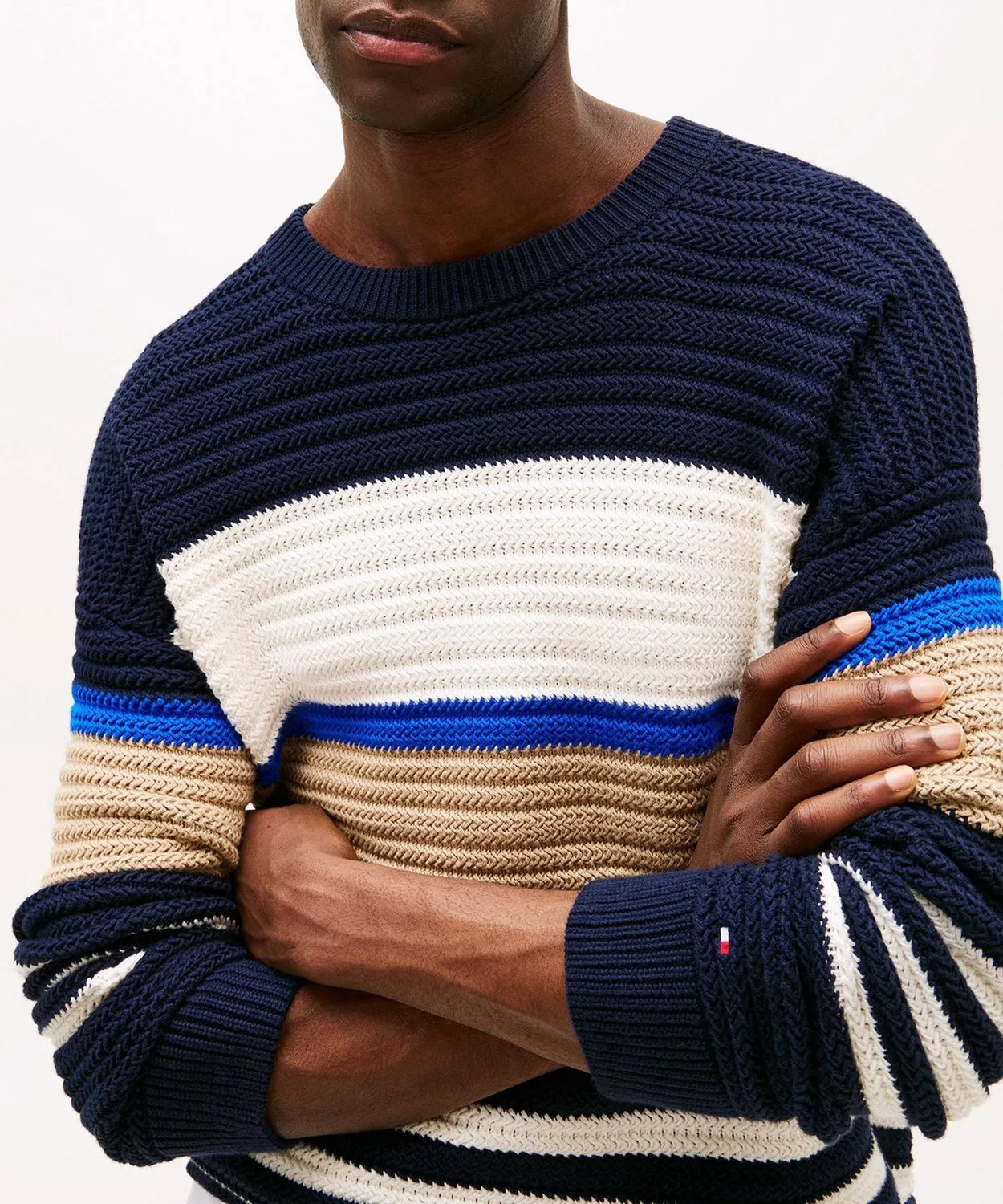 Свитер цветоблочный Tommy Hilfiger хлопковый синий — фото 2