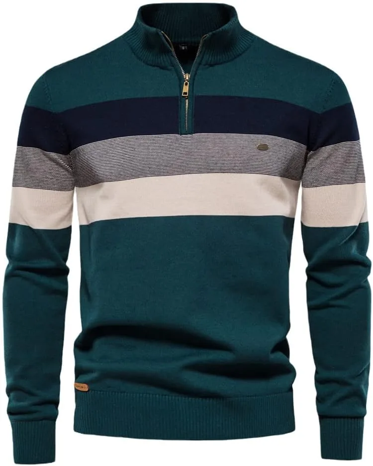 

Мужской полузастегивающийся вязаный пуловер со стойкой GYXHPTD