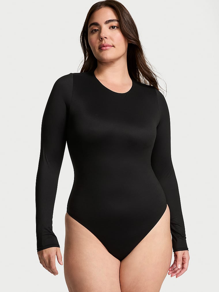 

Боди от victoria с инновационным боди с длинными рукавами feathersoft Victoria'S Secret, черный