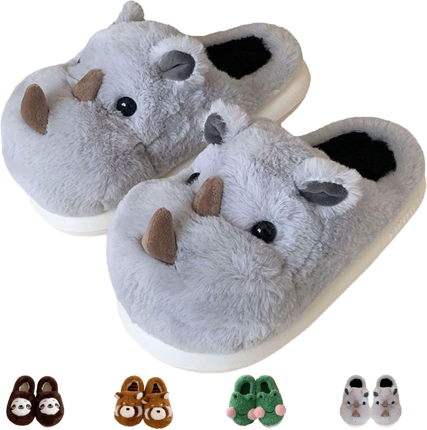 

Тапочки Jfxgjuv с изображением ленивца, тапочки с лягушкой для женщин и мужчин, милые пушистые тапочки в виде животных, забавные мягкие удобные тапочки из пены с эффектом памяти для дома и улицы, серый