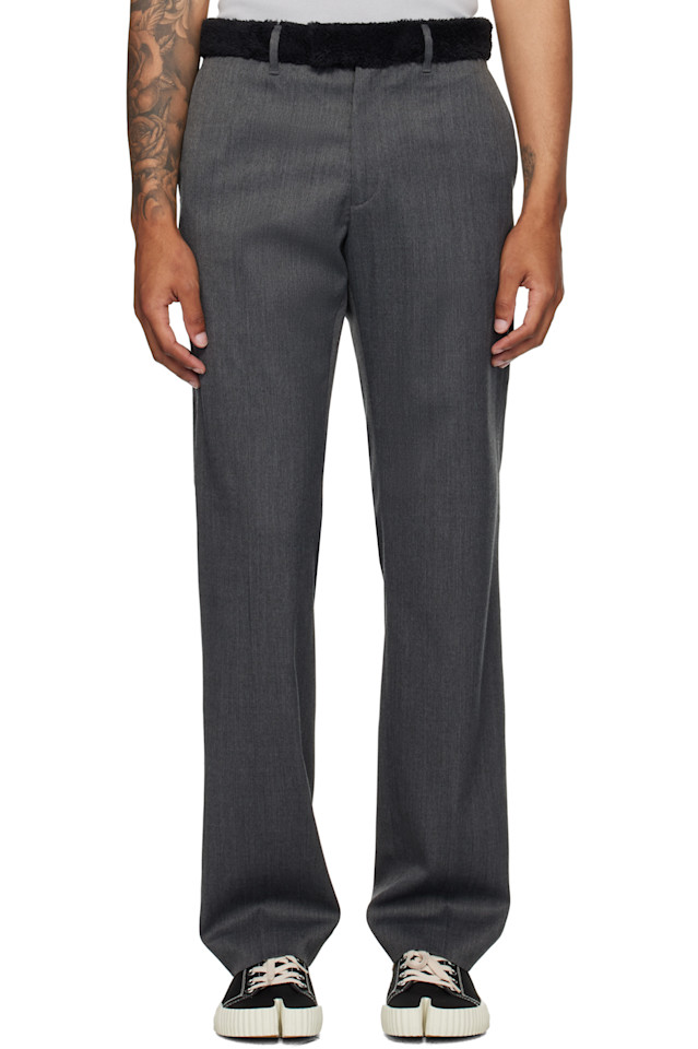 

Брюки с отделкой из флиса Mm6 Maison Margiela, серый