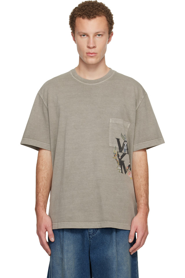 

Wooyoungmi Футболка с логотипом Minhwa бежевого цвета, окрашенная в цвет