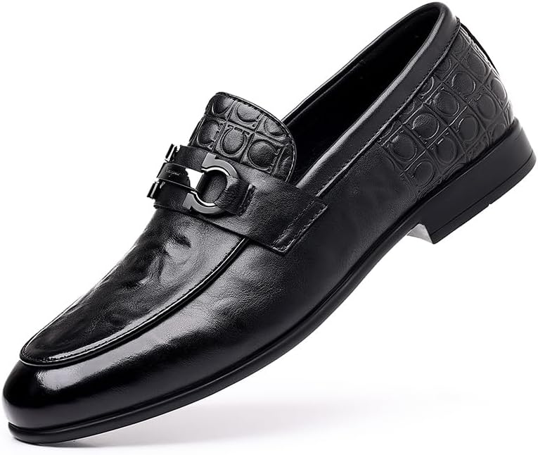 

Мужские классические кожаные туфли для вечеринки, свадьбы и бизнеса, оксфорды с модной пряжкой, лоферы без шнурков Lhyxu, черный