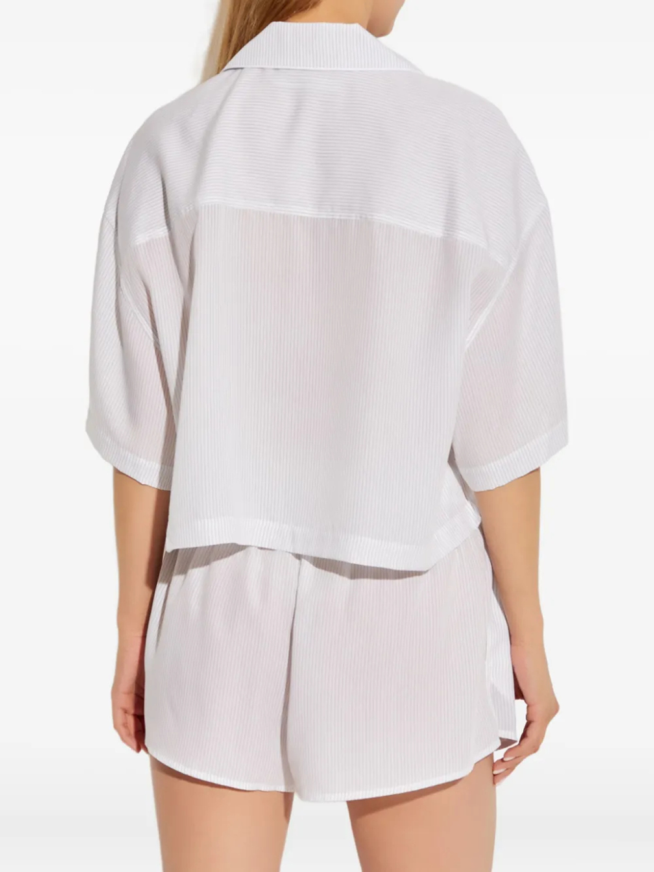 Топ Alexander Wang в тонкую полоску с короткими рукавами, белый — фото 4