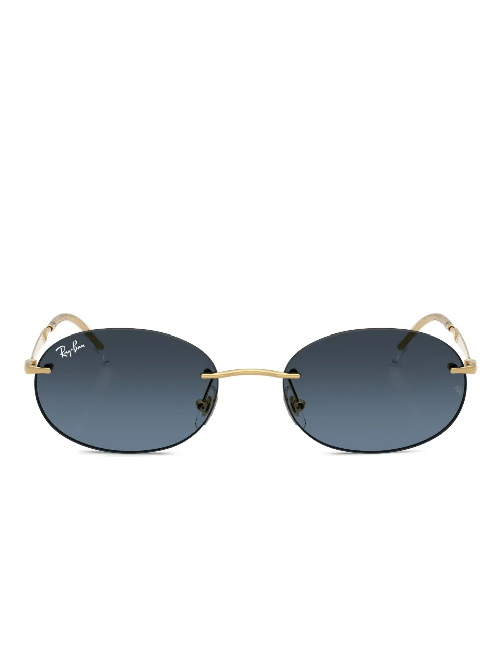 

Солнцезащитные очки в безободковой овальной оправе Ray-Ban, золотистый