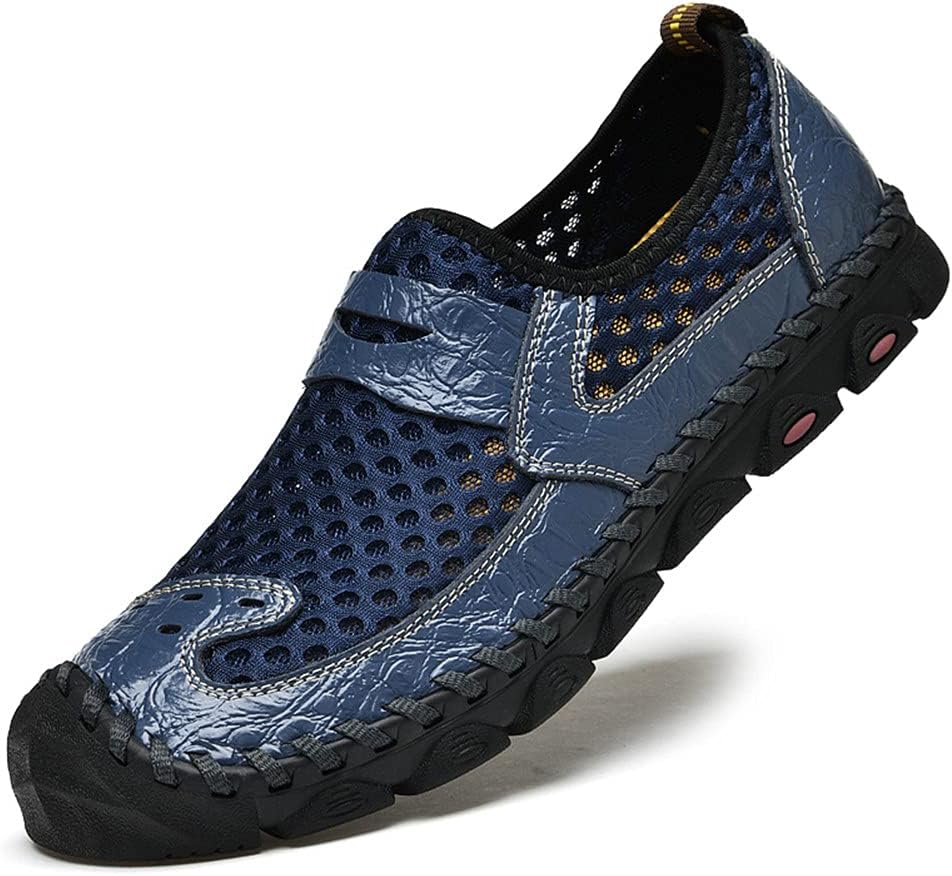 

Мужские дышащие сандалии Veslexth с закрытым носком, регулируемые, из кожи, для активного отдыха, вождения, рыбалки, летних походов, спорта, прогулок и работы, синий