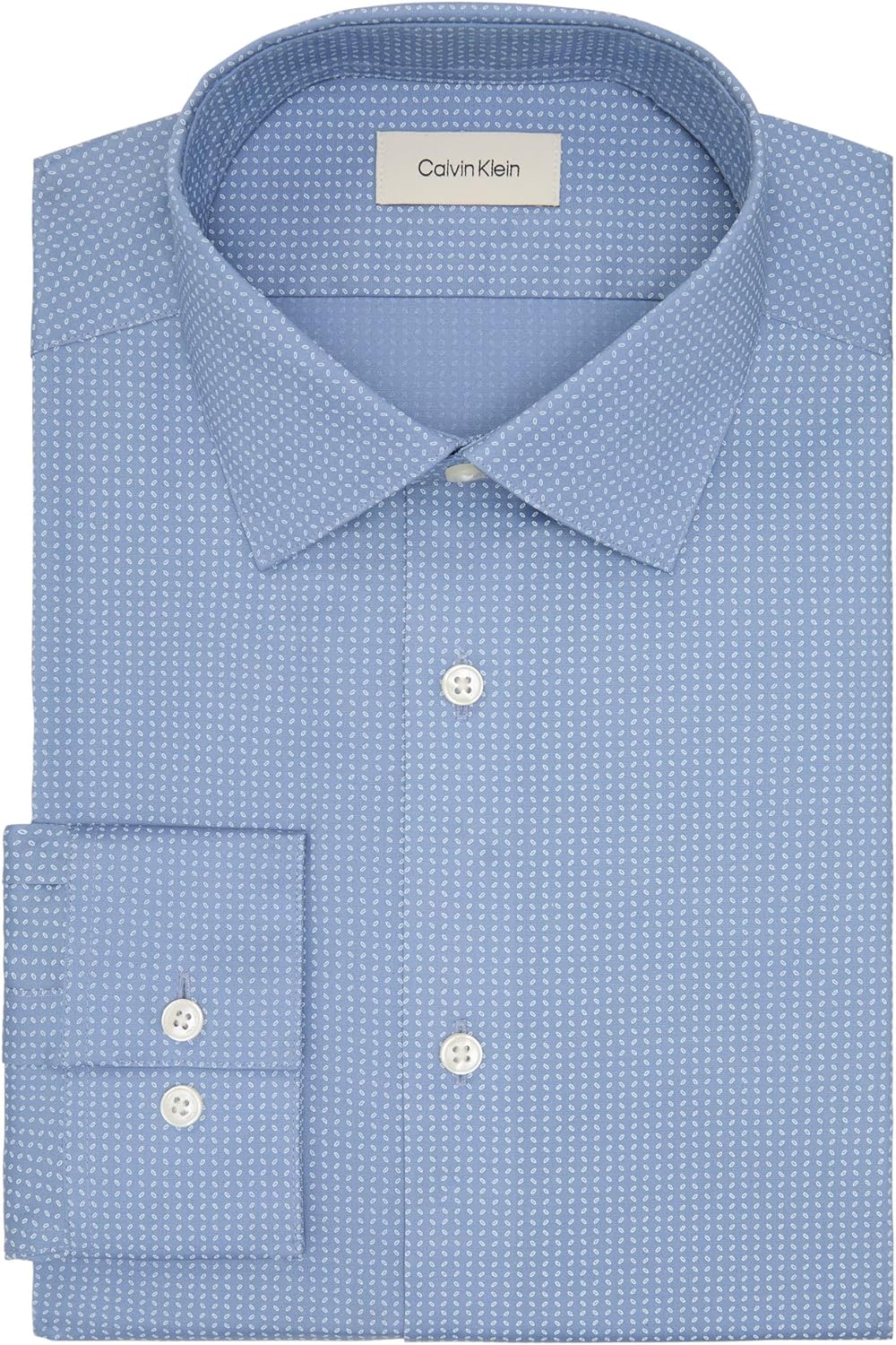 Мужская рубашка Calvin Klein Slim Fit, не требующая глажки, с принтом, Faded Indigo — фото 3