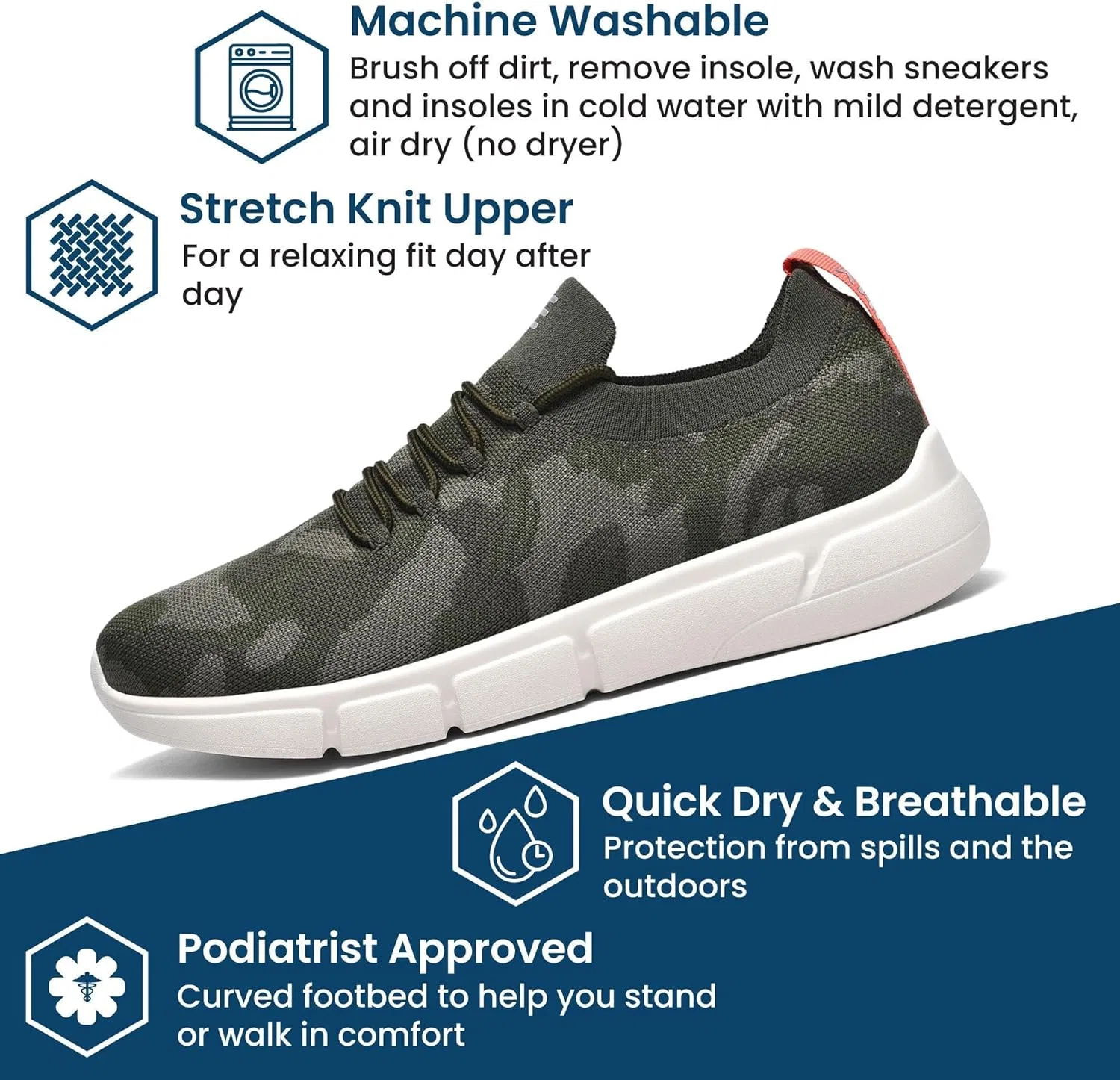 Кроссовки для ходьбы HUHV Tech Knit, Lace - Green Camo — фото 3
