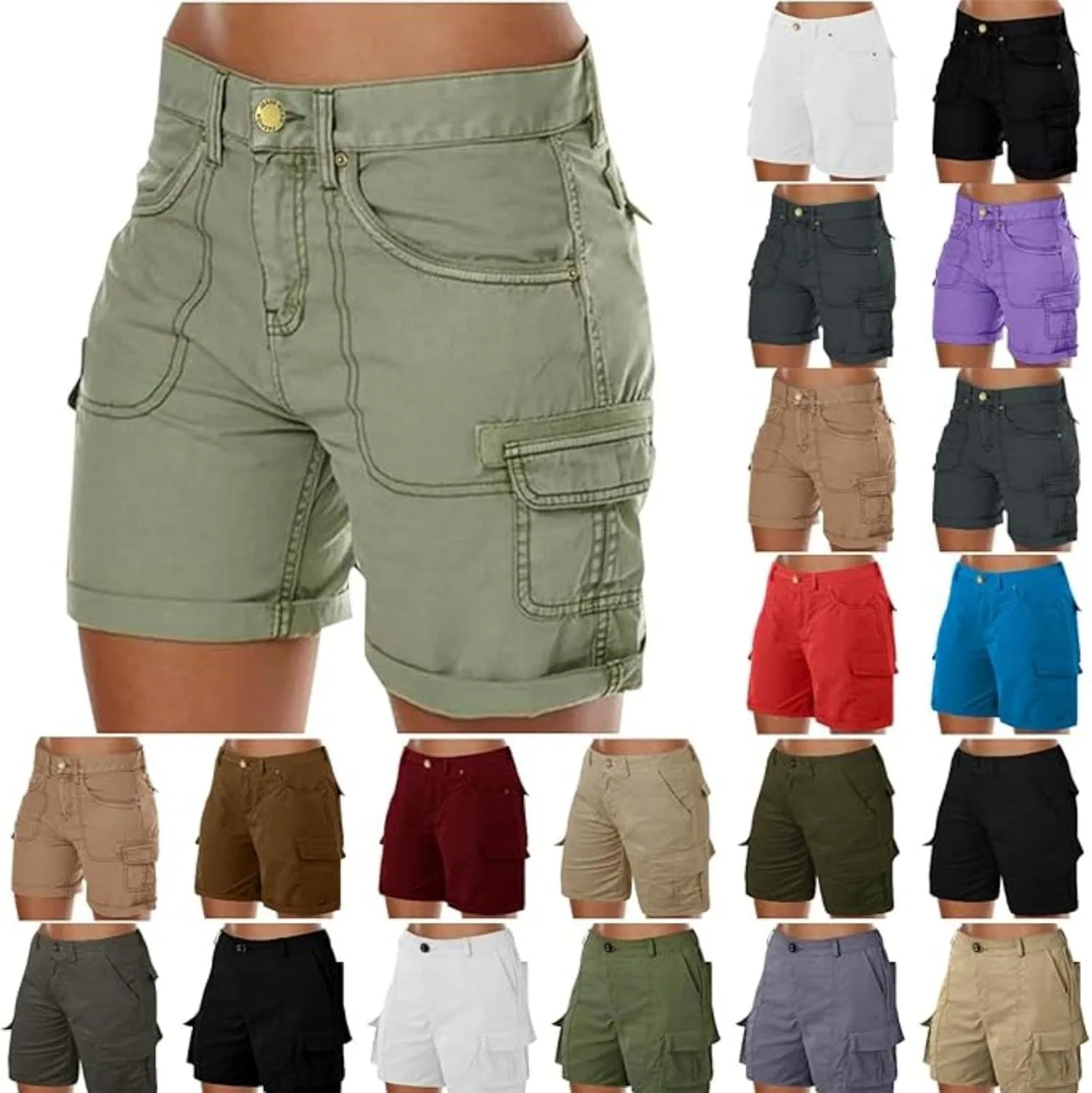 Шорты карго женские для похода, Polyester, A03-green