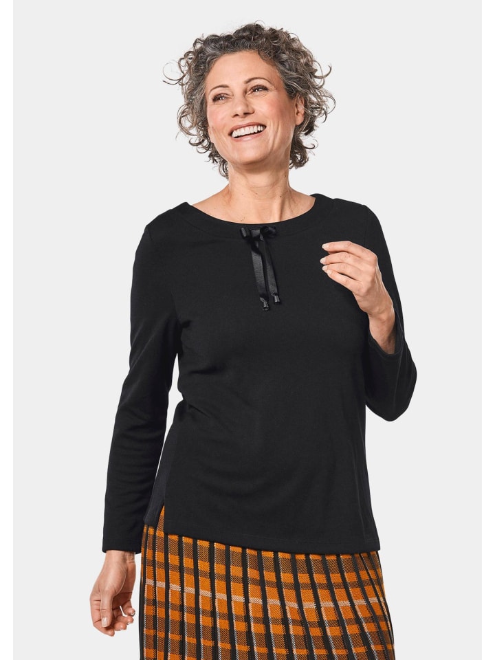 

Рубашка/свитшот со свободным воротником и завязкой черного цвета GOLDNER