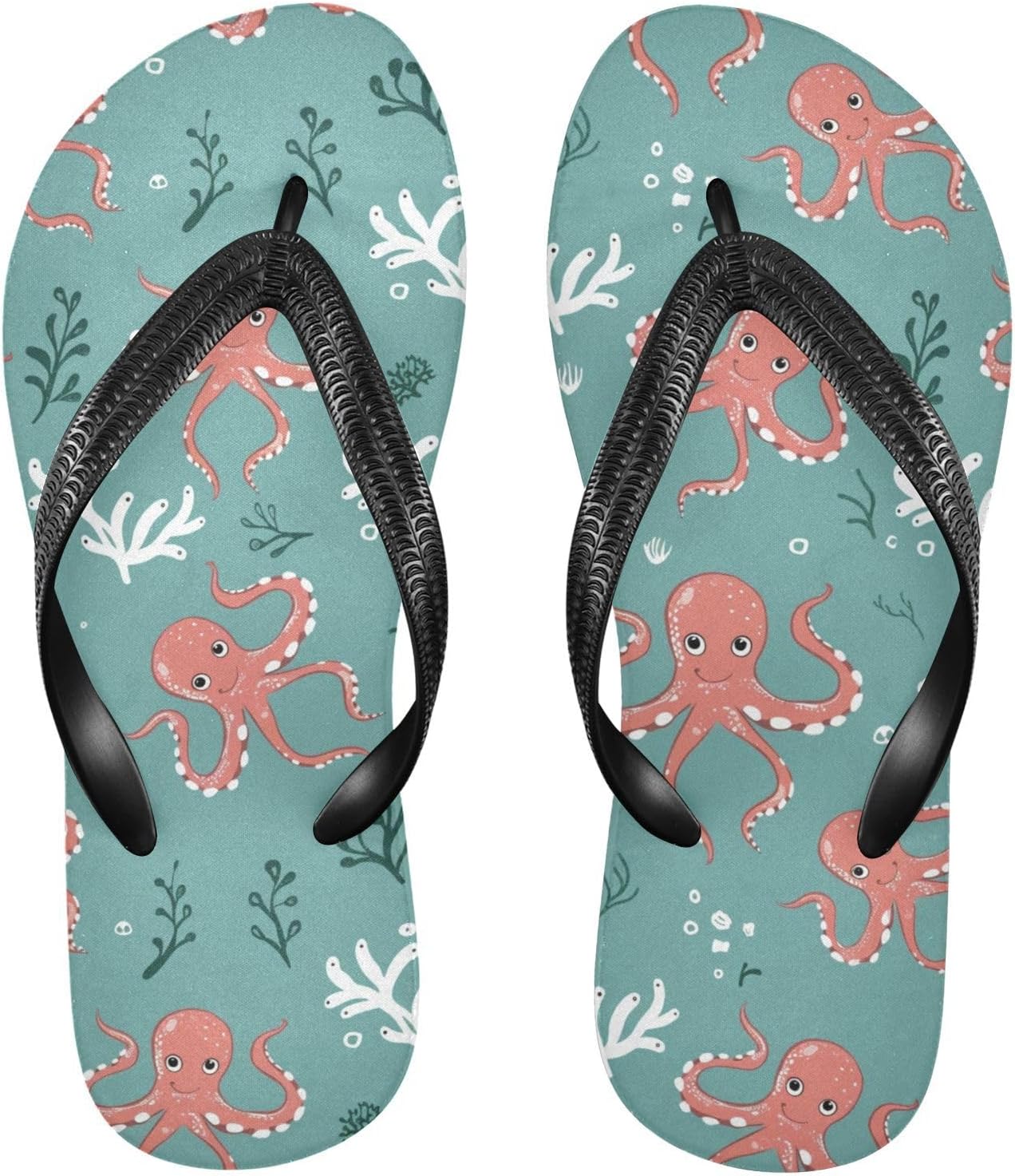 

Женские и мужские шлепанцы SPRIPORT Cartoon Octopus Slim с мультипликационным осьминогом, удобные повседневные сандалии-вьетнамки с амортизирующей подошвой и нескользящей резиновой подошвой для прогулок по пляжу летом