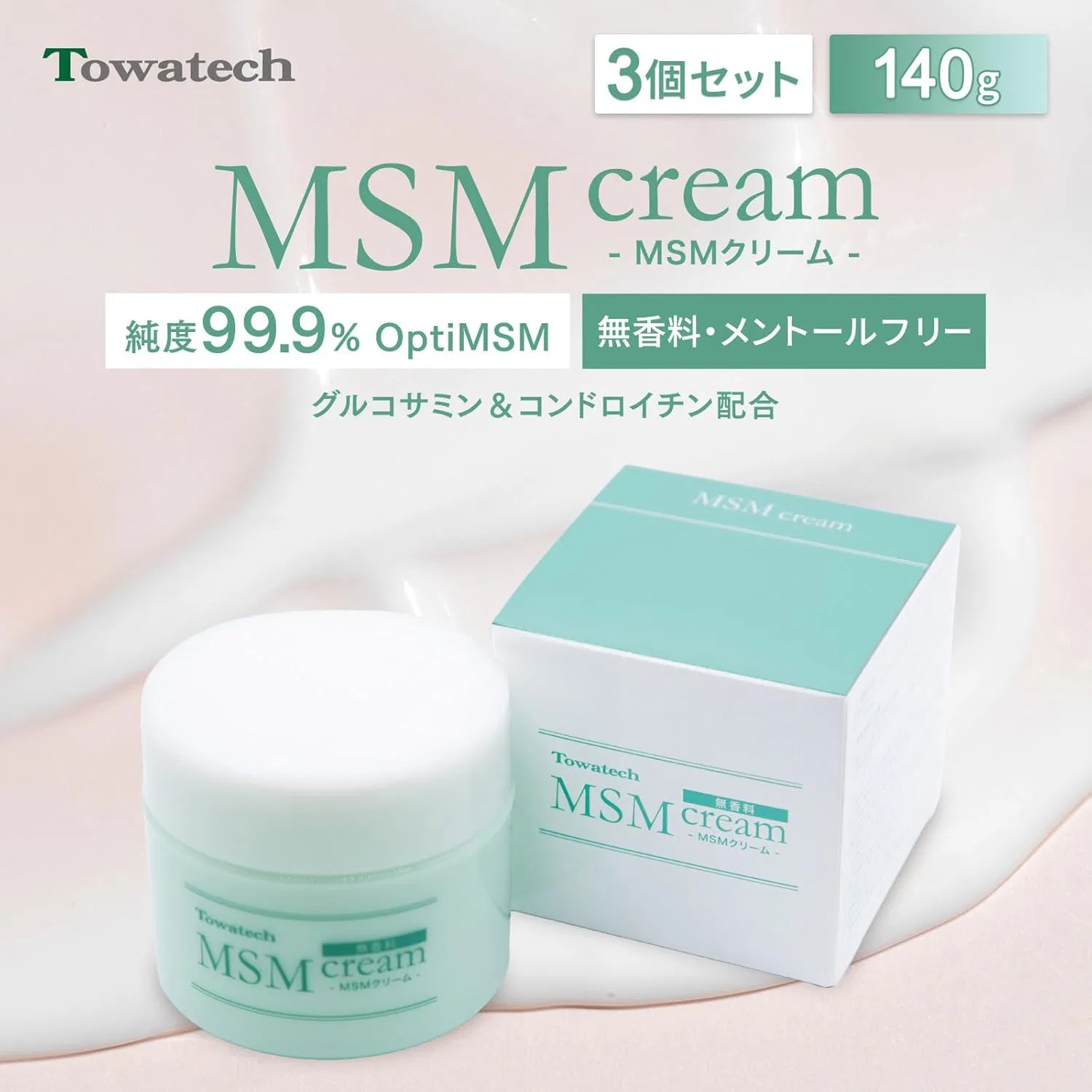 Набор массажных кремов MSM, без отдушки, без ментола, Towatec, 3 шт, 140 г Towatech — фото 2