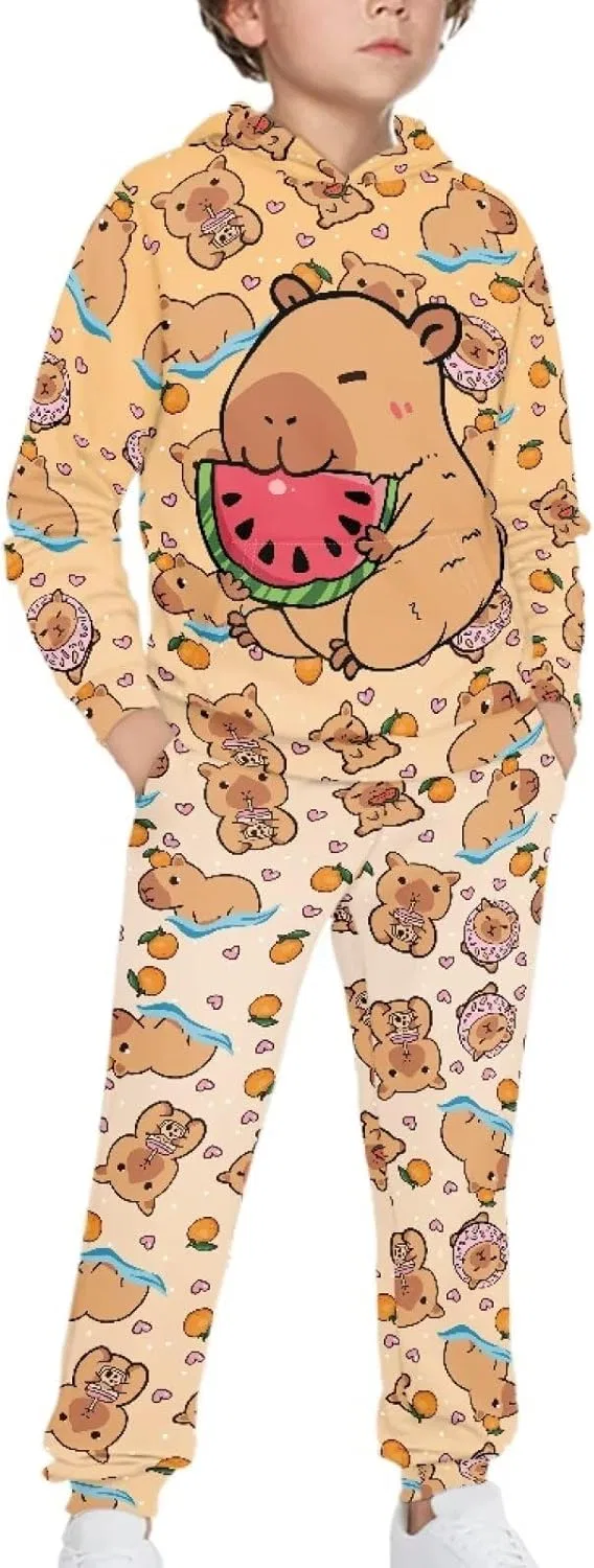 Детский спортивный костюм с принтом Capybara, Yuuxorilu, Cute Capybara With Watermelon Printedd — фото 2