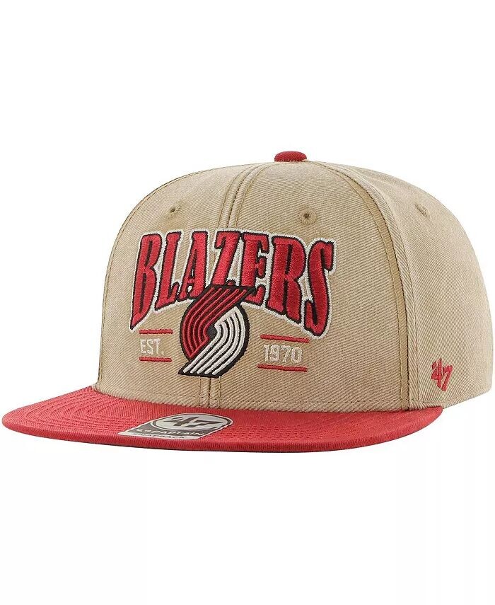 

Мужская бейсболка Portland Trail Blazers Chilmark Captain цвета хаки/красного цвета '47 Brand