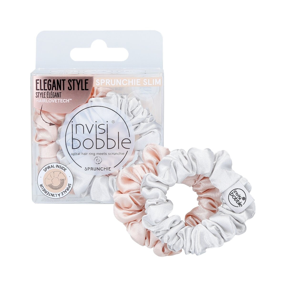 

INVISIBOBBLE, SPRUNCHIE, Бархатная резинка для волос Slim (Bella Chrome), 2 шт