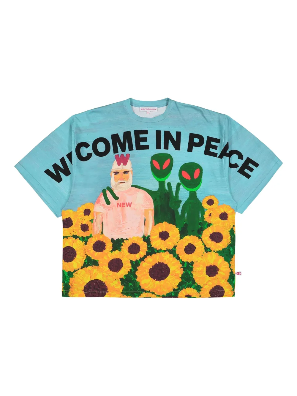 

Футболка «Мы пришли с миром» Walter Van Beirendonck, синий