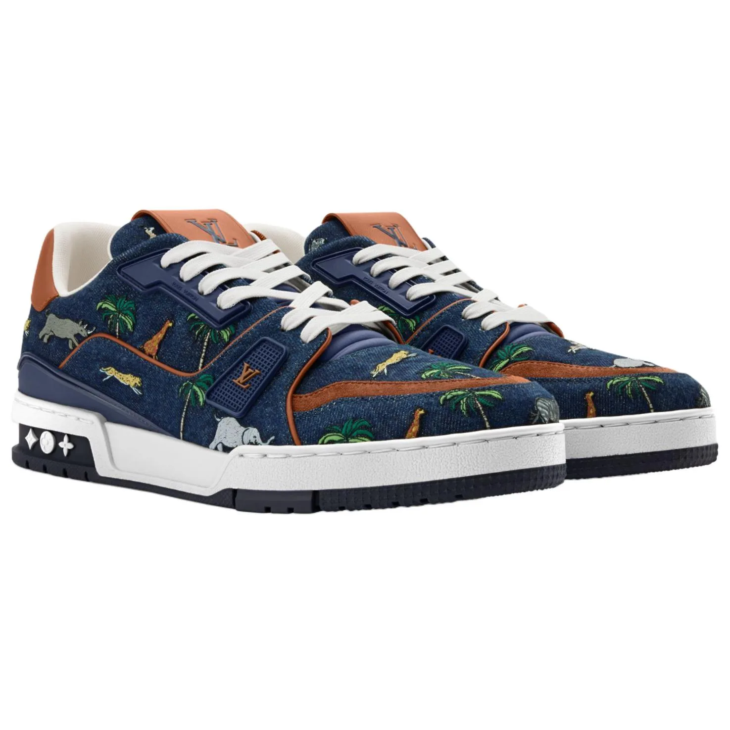LOUIS VUITTON Кроссовки The Darjeeling Limited Collaboration Trainer Denim Low Top Skateboard для мужчин синие — фото 4