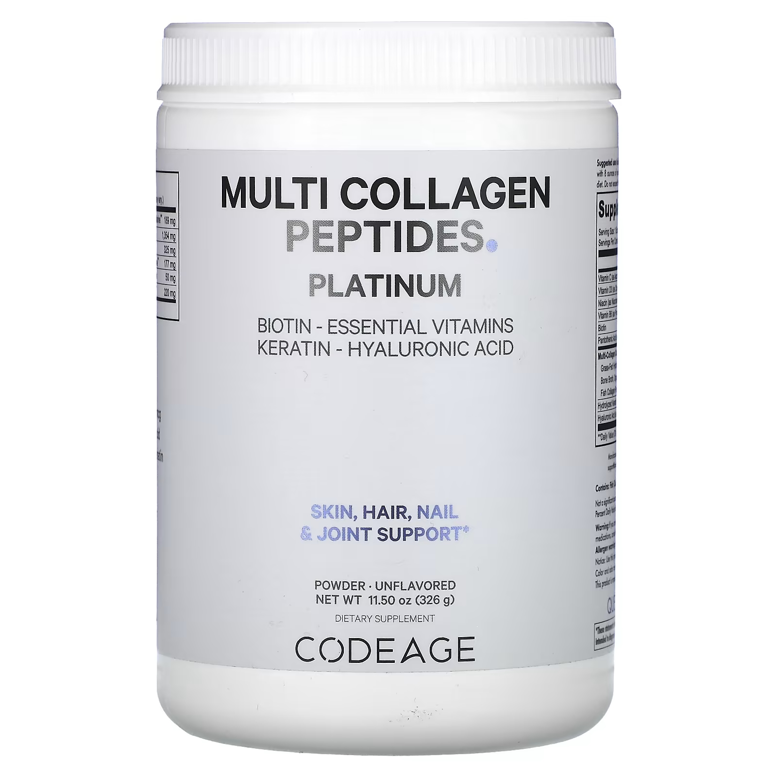 

Codeage Multi Collagen Peptides Powder Platinum, без вкуса, 326 г