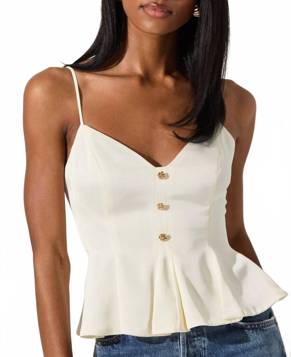 

Кремовая атласная плиссированная топ с баской ASTR