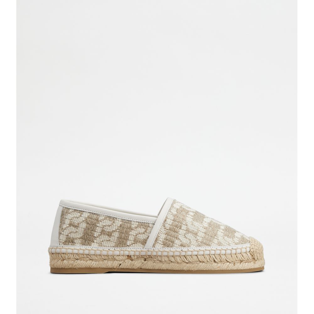 Туфли Kate Espadrilles in Canvas and Leather TOD's, кремовый/бежевый