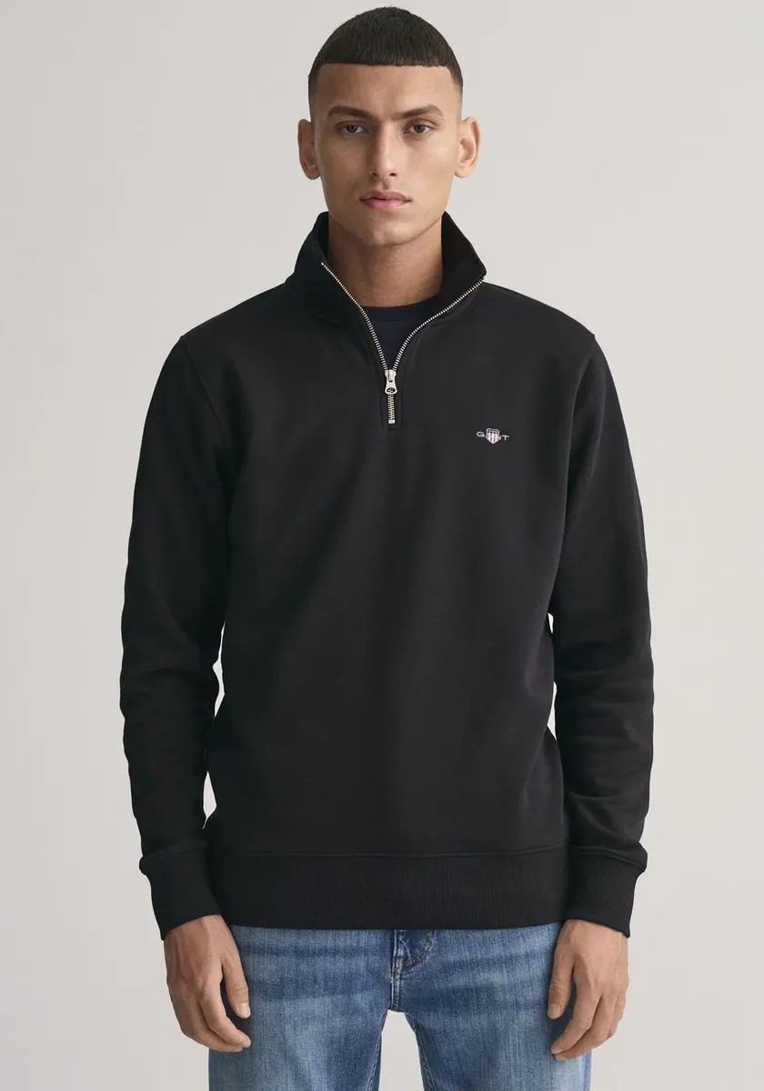 

Толстовка Gant "REG SHIELD HALF ZIP SWEAT" с вышитым логотипом на груди, черный