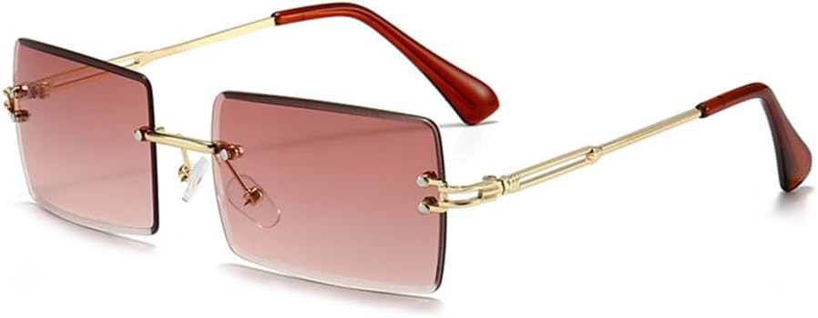 

Ретро маленькие прямоугольные солнцезащитные очки для женщин, без оправы, солнцезащитные очки для мужчин, летний стиль, женская защита от УФ-излучения UV400 LANGSER, C3