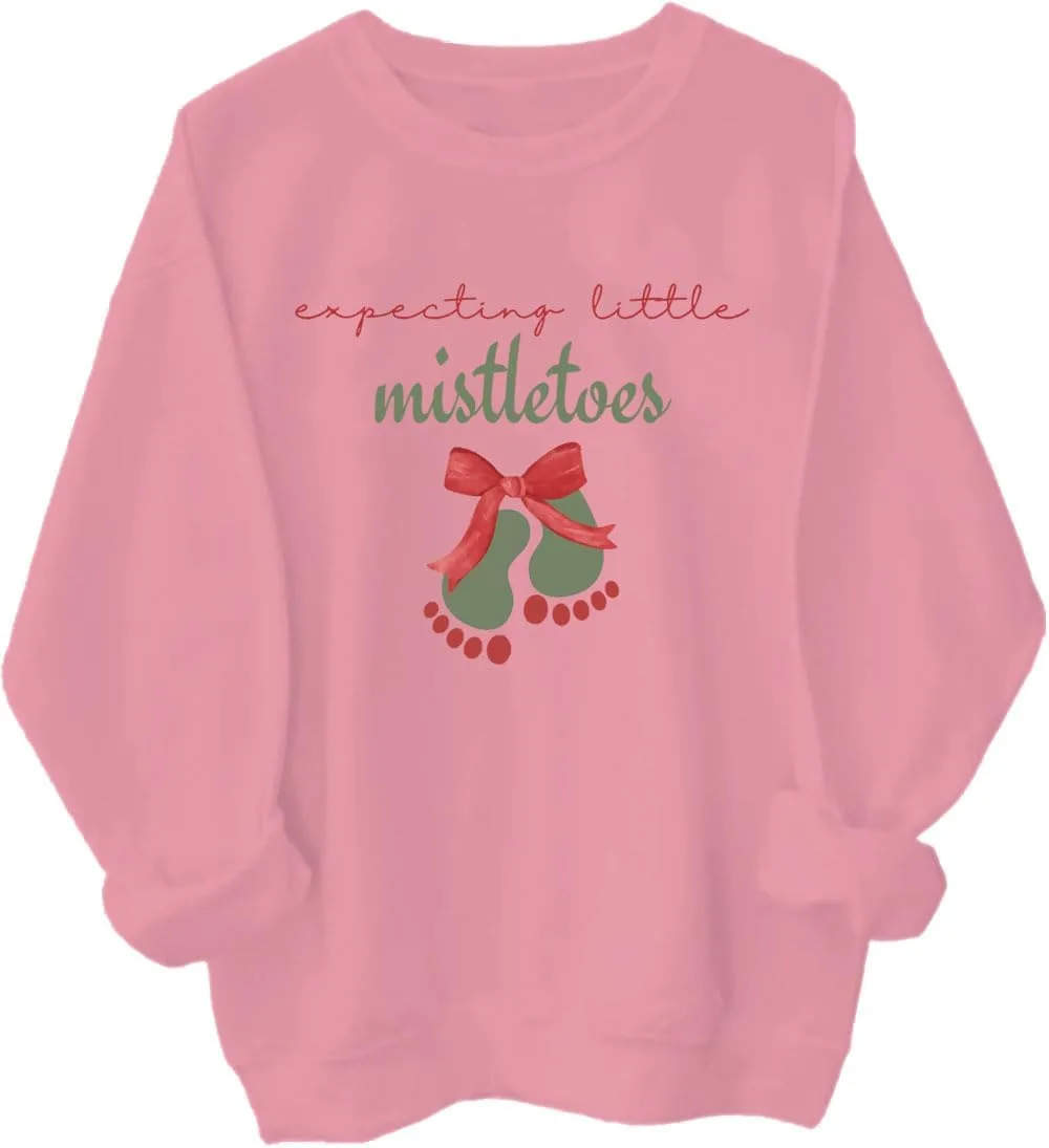 

Свитшот Expecting Little Mistletoes с принтом для объявления о беременности Czbic