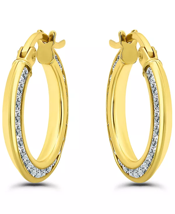 

Серьги-Кольца с кубическим цирконием (2 карата) из 18-каратного золота на основе стерлингового серебра, эксклюзивно в Macy's Giani Bernini, yellow