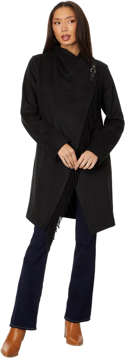 

Куртка LAUREN Ralph Lauren Fringe Drape Front Wool, черный