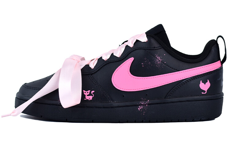 

Кроссовки Nike Court Borough Skateboard Shoes Women's Low-Top Black Pink, Черный, Кроссовки Nike Court Borough Skateboard Shoes Women's Low-Top Black Pink