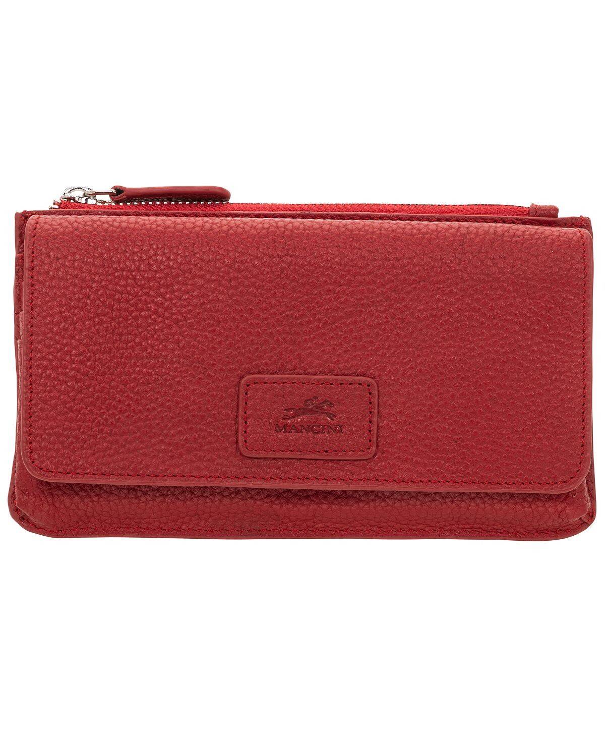 

Женский кошелек Pebbled Collection с защитой RFID через плечо Mancini, красный