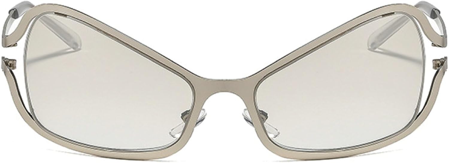 

Большие солнцезащитные очки «кошачий глаз» для женщин, модные ретро-солнцезащитные очки в стиле Y2K, металлические солнцезащитные очки для женщин, модные очки 2025 года mincl, Silver