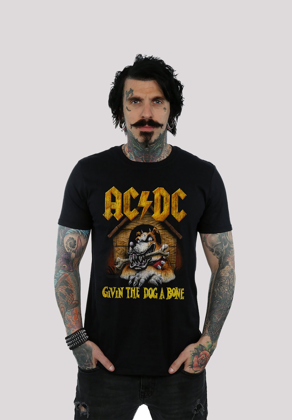 

Футболка с принтом ACDC GIVIN THE DOG A BONE F4NT4STIC, черный