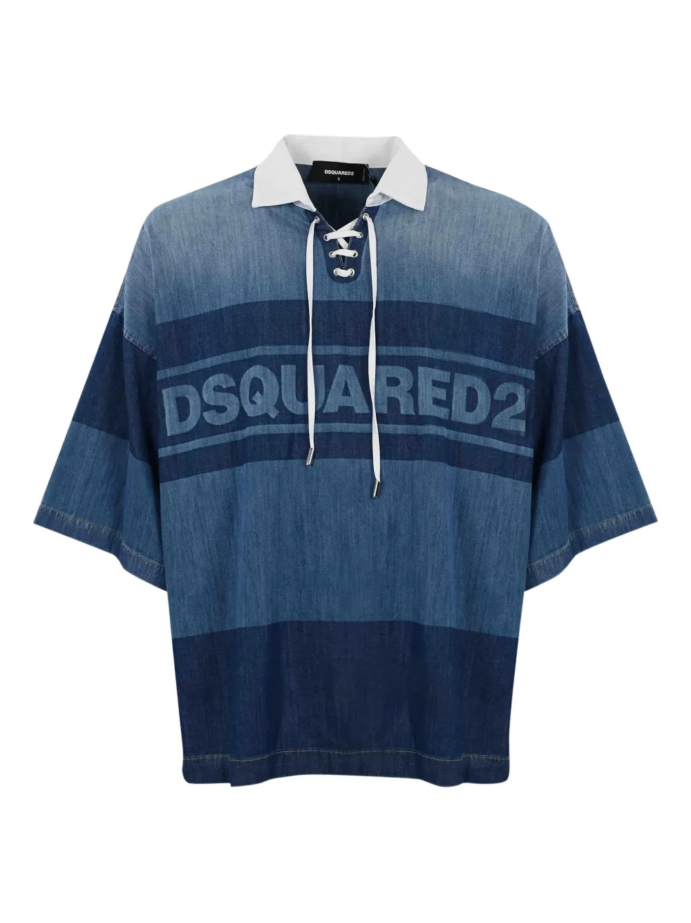 

Джинсовая рубашка поло со шнуровкой Dsquared1, синий