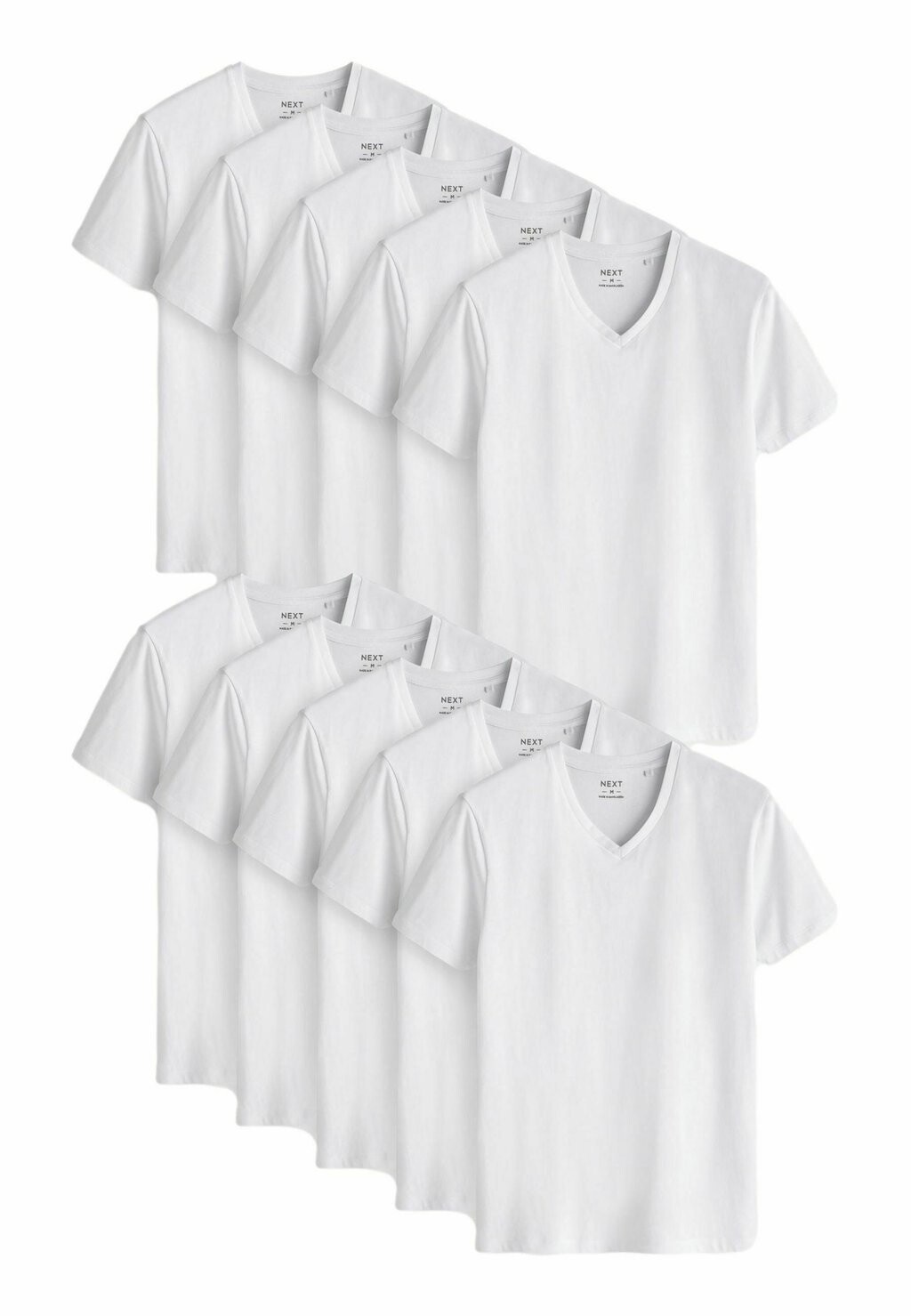 Базовая футболка V-Neck 10 Pack Regular Fit Next, белая — фото 2