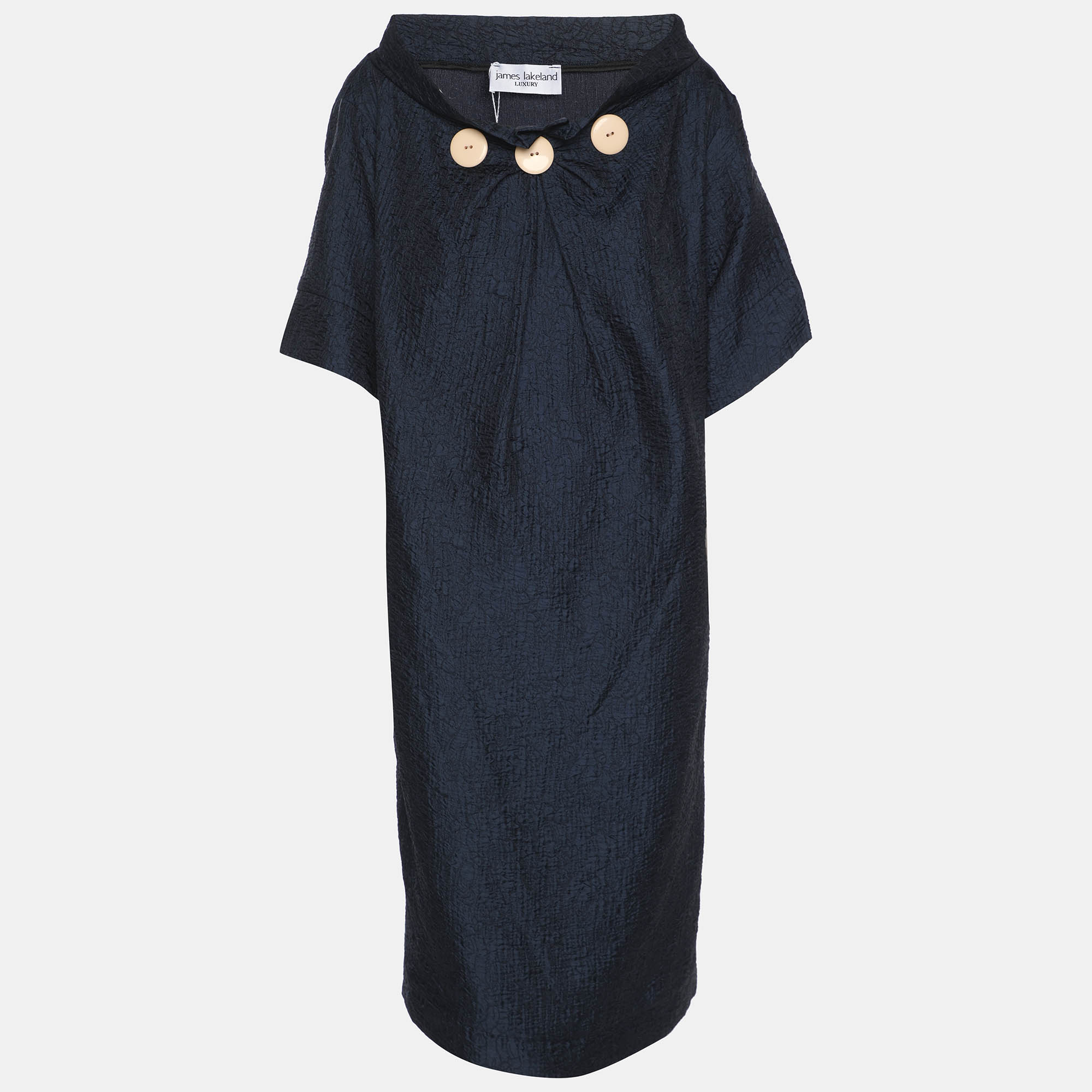 

Мини-платье James Lakeland темно-синего цвета с жаккардовой отделкой и пуговицами