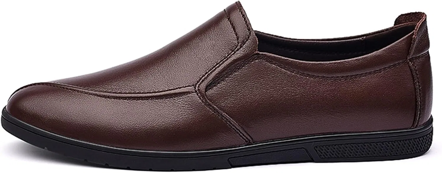 Лоферы кожаные Classic Stitching Details Flexible Comfortable Fit Slip Resistant Sole Formal Prom Wedding Shoes and Business Casual Footwear, Brown DHFIRUFSHLO