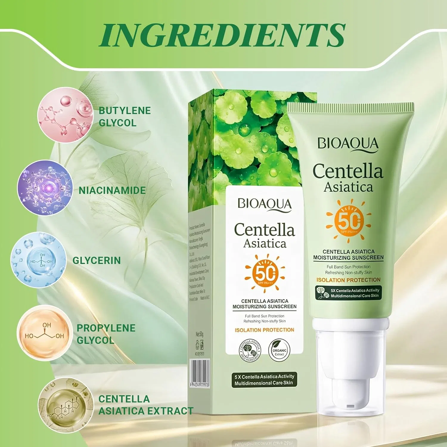 Солнцезащитный крем Centella SPF 50 с ниацинамидом, 50 г Hanggon, Color7 — фото 3